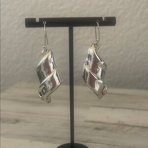 Bat Ami Silver Twisted Electroform Drop Earrings.